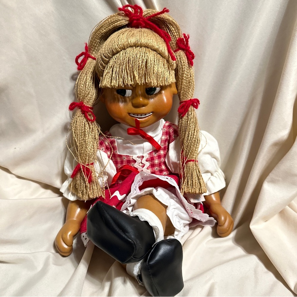 Vintage Wood Naber Kids Doll Heidi Wearing Braces 19" 1990 RARE
